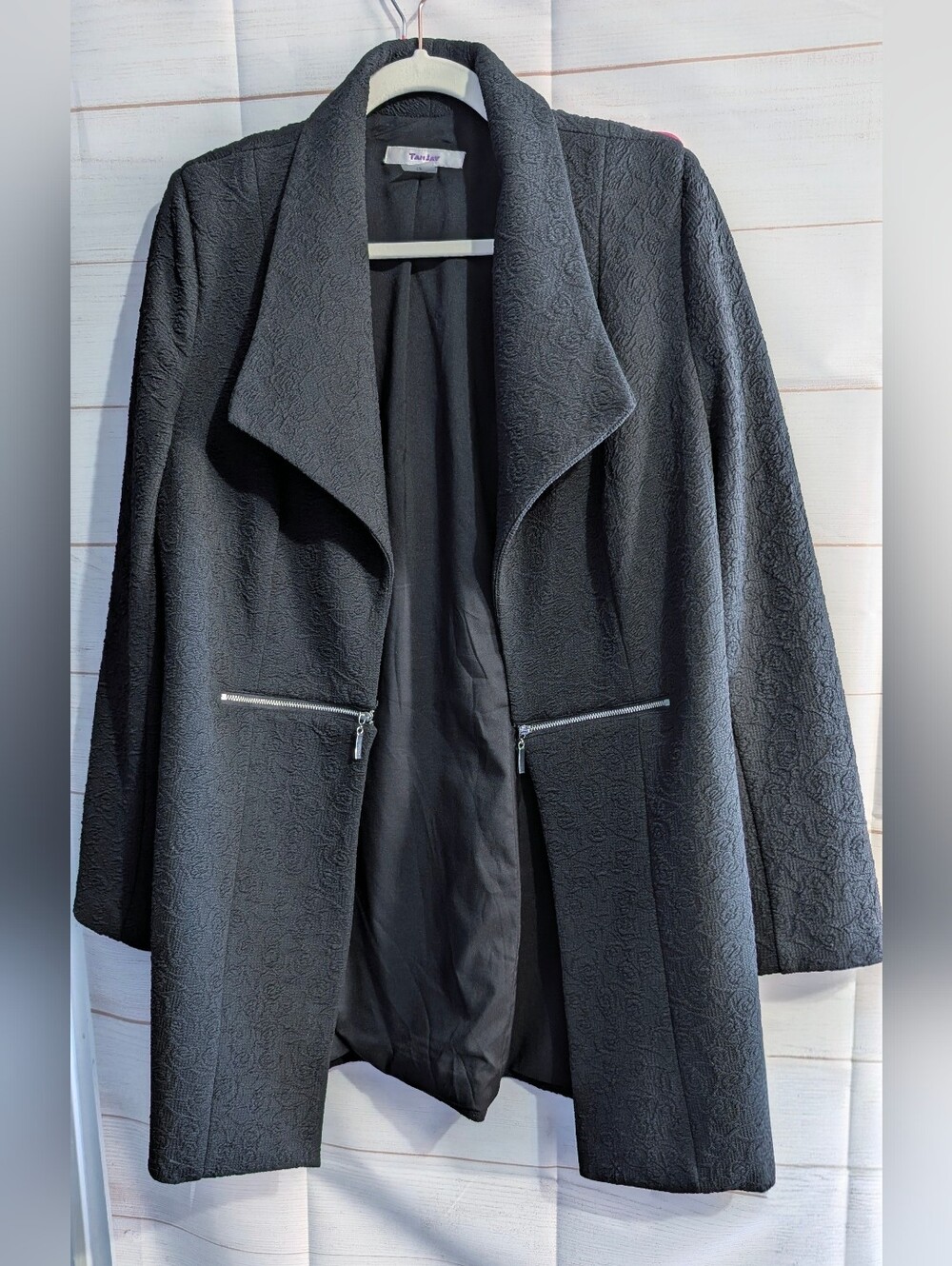 Nwot Tanjay Textured Blazer With Zipper Accents And Clip Closure Size 12